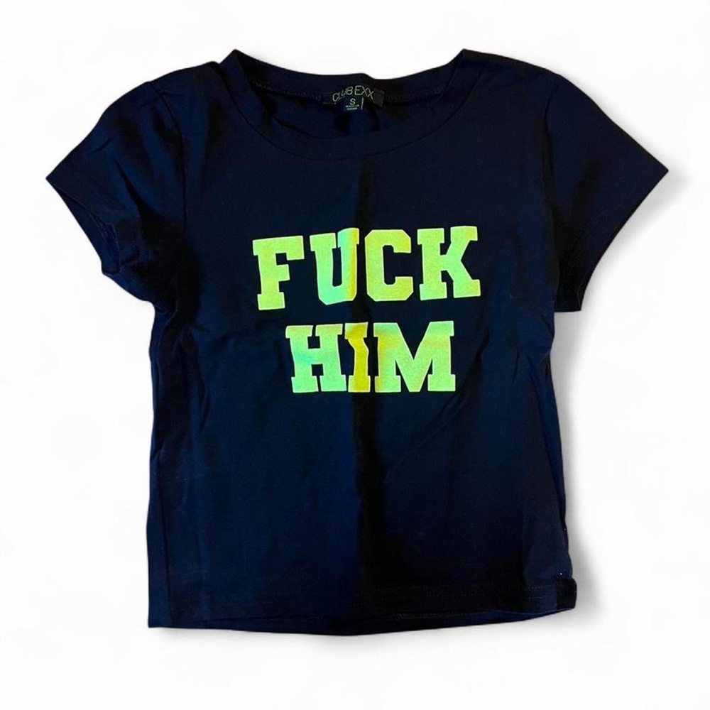 Dolls Kill black Graphic Tee with Neon Green Lettering